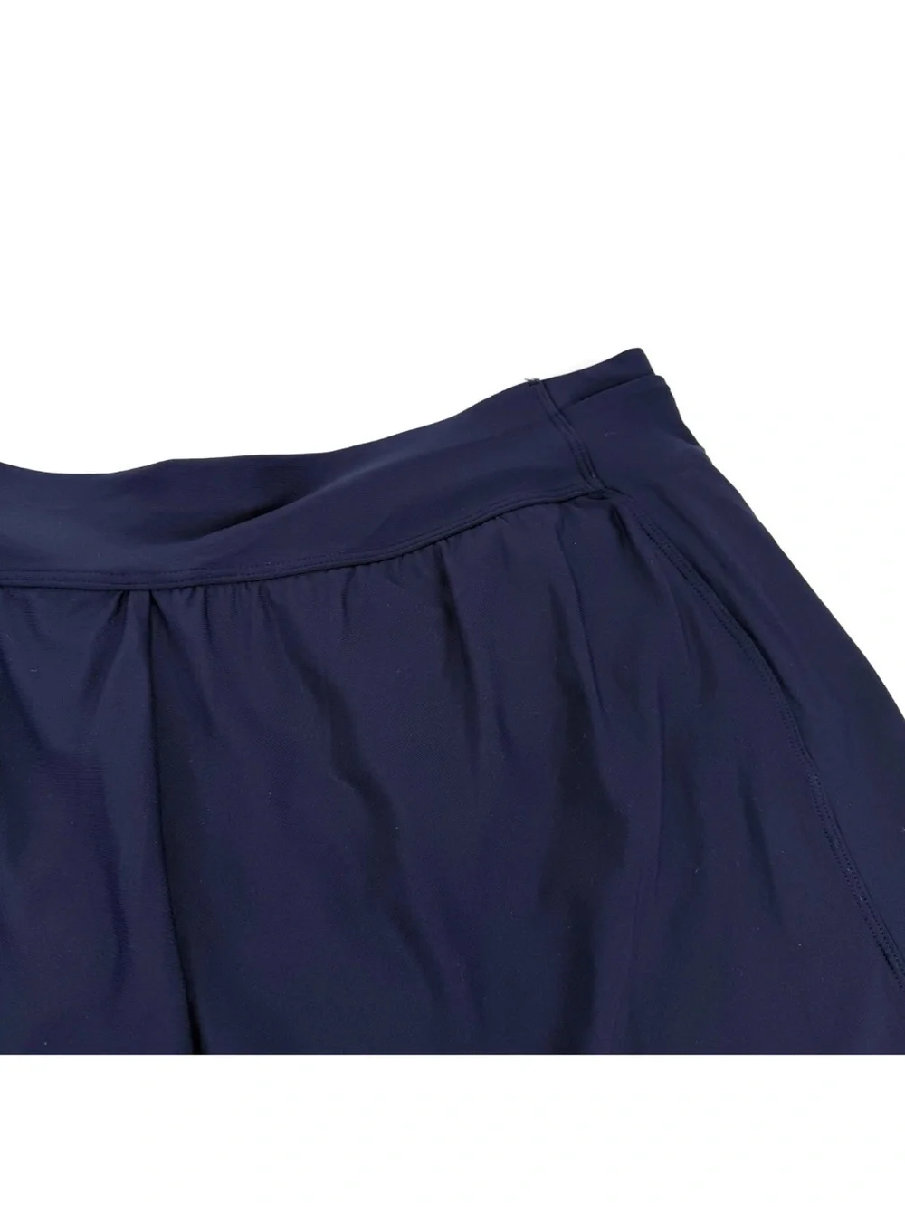 Lands End Swim Shorts Womens Size 18 Navy Blue Lined Stretch Pockets Flowy